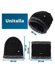 Conjuntos de gorros y bufandas Bluelander perfectos para invierno y climas fríos - Negro - Ver 7