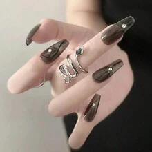 XEIJAYI 1瓶15毫升果冻水晶凝胶指甲油，半透明黑色，带有透明冰晶效果 - 可卸除（UV/LED灯） - 非常适合DIY美甲，送给女性的礼物 - 黑色 - 查看 5