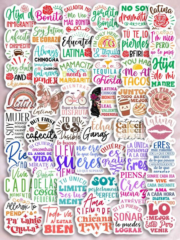 50 Peças De Adesivos À Prova D'água Com Frases Motivacionais Em Espanhol Latina, Para DIY, Álbum, Diário, Colagem, Citações Positivas, Estética, Material de Scrapbooking, De Volta às Aulas