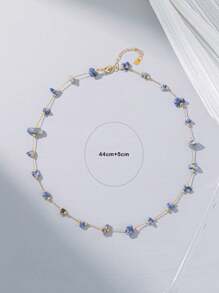 1件不对称造型手工石项链（宝石颜色和数量随机）