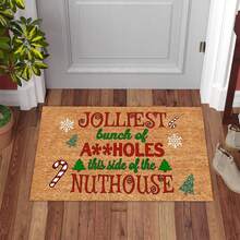 1pc Christmas Letter & Tree Branch Printed Coconut Palm Doormat - Multicolor - View 5