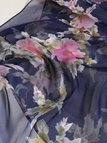 1pc Qiaoqi Printed Silk Scarf - Navy Blue - View 4