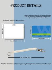 1pc Cartoon Ins Horizontal Card Holder With Extensible Elastic Spring Rope For Student Id Card, Meal Card, Bus Card, Subway Card, Work Permit, Etc. - White - View 2