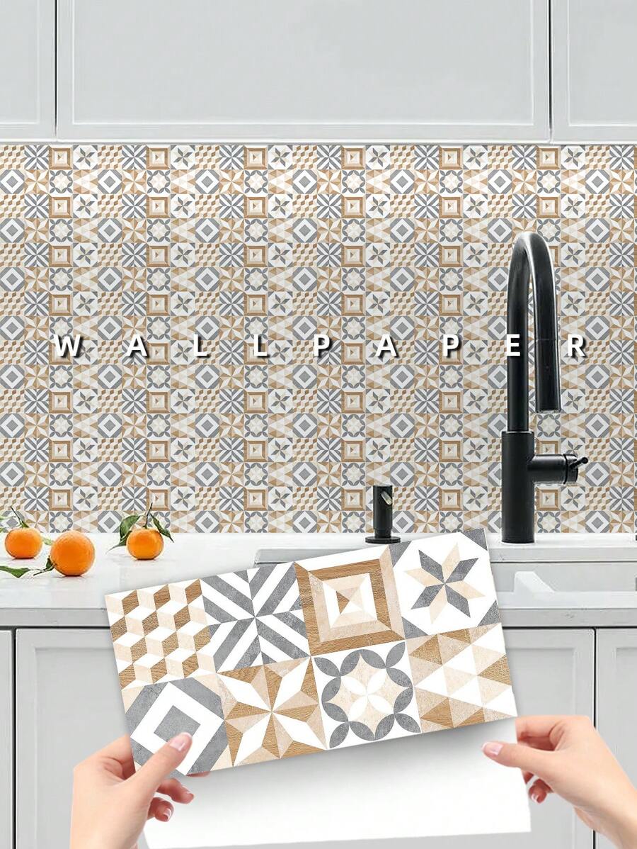 9張/組紋理磁磚牆貼,大小為10 * 20cm,棕色現代紋理牆面裝飾貼紙適用於覆蓋裂縫和刮痕,復古簡單的房屋翻新和裝修,適用於臥室,客廳,廚房裝飾,pvc可拆式自粘不留膠diy貼紙