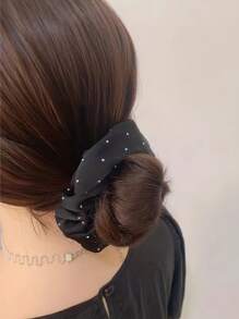 3pcs Hot Drilling Organza Women Decorative Hair Ties Satin Hair Ties Simple, Elegant And Fashionable Headwear Scrunchies Scrunchy Hair Ties