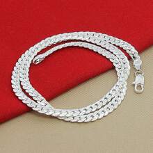 Silver Plating 6mm Side Chain 16/18/20/22/24 Inch Necklace For Women Man Fashion Wedding Engagement Jewelry Gifts