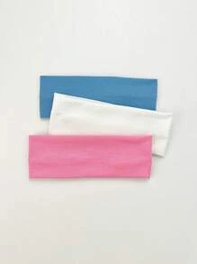 3入組純色針織彈性頭帶,適合日常瑜珈、戶外運動穿戴 - 彩色 - 查看 4