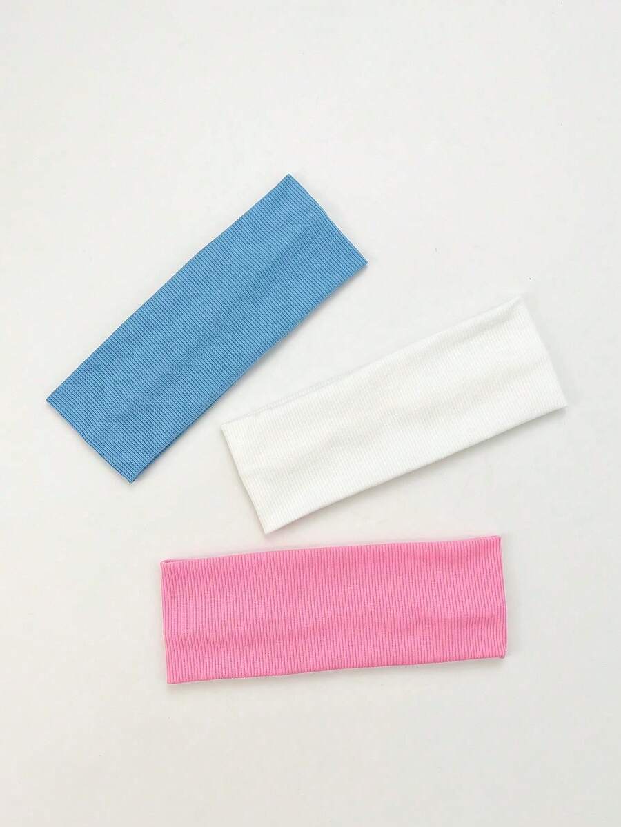 3入組純色針織彈性頭帶,適合日常瑜珈、戶外運動穿戴