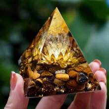 1入組透明水晶虎眼蓮花象徵orgone金字塔,具有積極能量和指引-虎眼蓮花象徵orgone金字塔 - 1pc - 查看 6