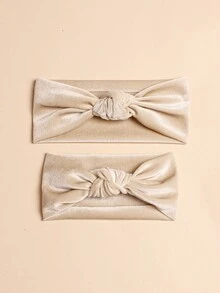 2pcs Velvet Soft Knot Baby Headbands - Beige - View 1