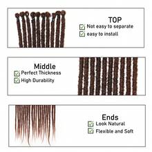 24inch 2 cái/bộ Cà phê Nâu Thủ công Bím tóc Nối tóc , Mềm mại Sợi tổng hợp Tóc , Móc Len - Cà phê nâu - Xem 2