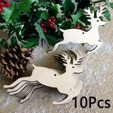 10 件聖誕麋鹿裝飾工藝品聖誕掛飾 Diy 木片聖誕工藝木片未完成的麋鹿木剪紙空白鹿片,聖誕掛木麋鹿聖誕樹家居裝飾聖誕節、萬聖節、感恩節禮物