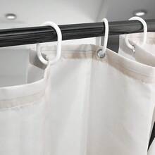 12pcs/1set Shower Curtain Rings Plastic Shower Curtain Hooks C-Shaped Rings Hook Hanger Bath Drape Loop Clip Glide Bathroom Shower Window Rod - White - View 6