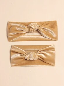 2pcs Velvet Soft Knotted Baby Hairbands - Yellow - View 1
