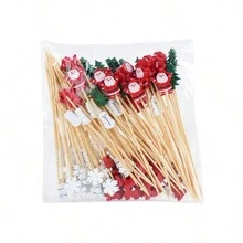 100入組一次性蛋糕裝飾插齒,適用於水果、烘焙蛋糕、聖誕派對