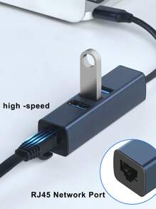 1 件藍色 Type-c 轉乙太網路轉接器,3.0 Usb 集線器,附 Rj45 Usb 延長器,適用於筆記型電腦、隨身碟、硬碟機和手機 - 藍色 - 查看 5