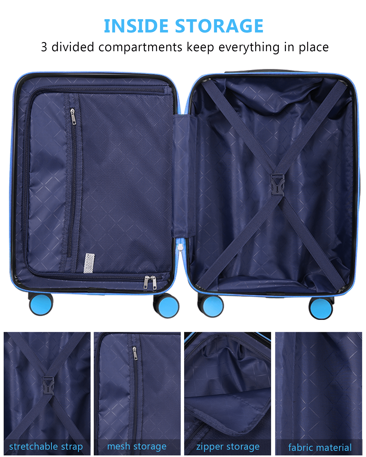 Suitour Hardside Luggage with Spinner wheels and TSA Lock, Carry on and