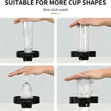 1pc, Plastic Cup Washer, Glass Rinser For Kitchen Sink Automatic Cup Rinser, Bar Glass Rinser Bottle Washer, Glass Cleaner Quick Rinser, For Baby Bottle High-Pressure Metal Sprayer, Faucet Accessories - Black - View 3