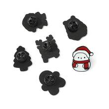 6入組聖誕系列胸針,可愛的聖誕老人、麋鹿、聖誕樹搖釦,金屬徽章,適用於背包、衣物、珠寶聖誕節禮物