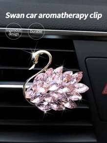 1pc Swan Shaped Car Air Vent Decoration Aromatherapy Clip With Rhinestone For Car Air Conditioner Perfume - Pink - View 1