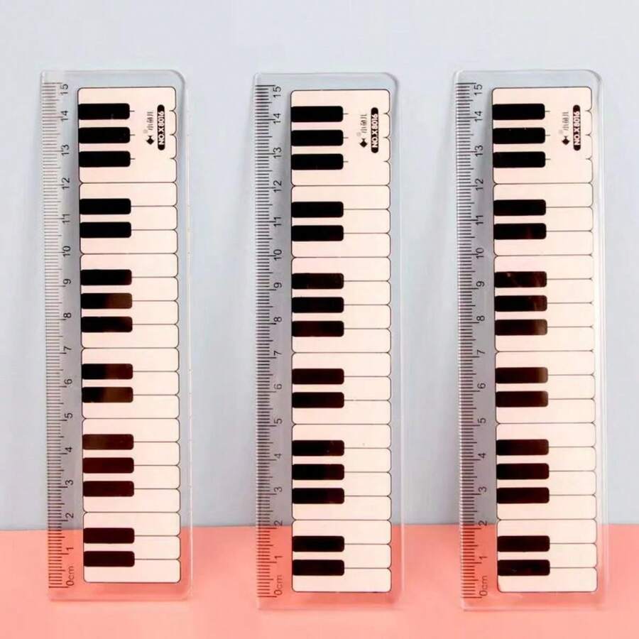 1 Pieza Regla Con Forma De Piano De 15 Cm - Blanco y Negro - Ver 1