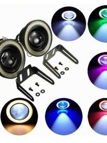 2faros Led Ojo De Ángel Niebla 3/3.5 Pulgadas Auto Universal - Azul - Ver 3