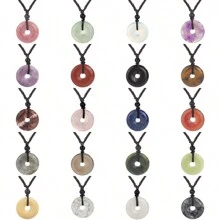 1條手工編織可調節天然寶石釦扣吊墜項鏈,中性風格,假日禮物 - 項鍊 - 查看 12