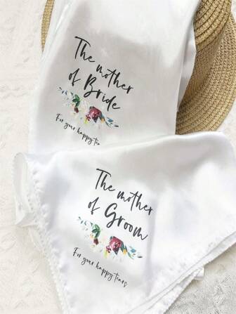 2 件套新娘婚礼装饰新娘母亲/新郎母亲真丝手帕泪手帕单身派对新娘送礼会、圣诞节