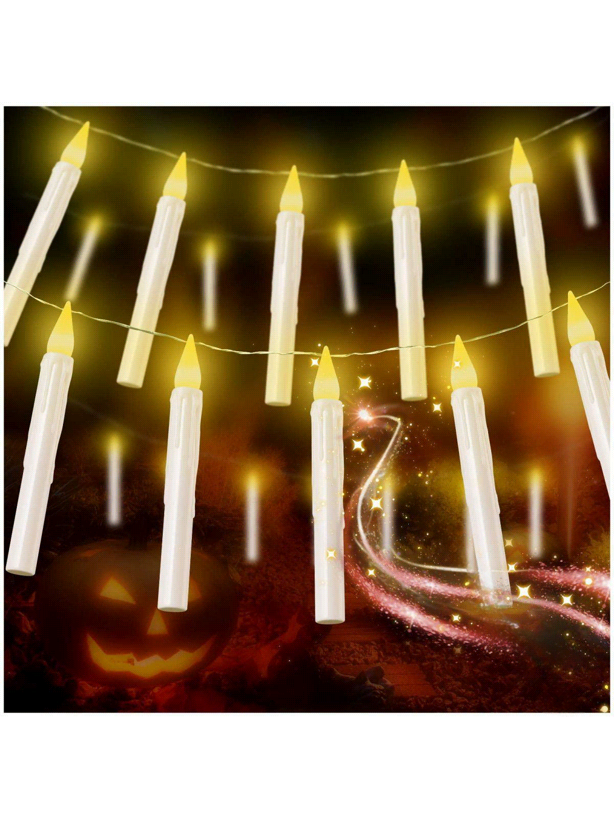 Candele senza fiamma tremolanti a batteria set di 3 (15,2 cm x 7,6 cm x 7,6 cm) all'aperto resistente al calore candele LED includono realistico stoppino in movimento (bianco