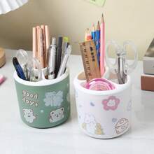 Desktop Multifunctional Round Pen Holder & Stationery Organizer For Office Or Study Room - Green - View 1