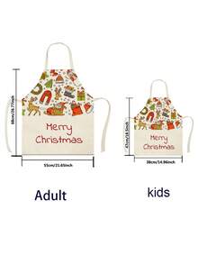 1pc Christmas Theme Linen Apron With Snowman Or Santa Claus Pattern - Royal Blue - View 2