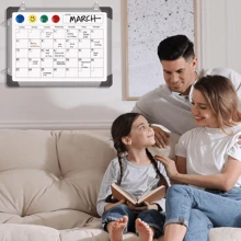 Dry Erase Calendar Whiteboard For Wall, Polegas 16" X 12" Magnetic White Board Board, Small Wall Monthly Double Sided Boards Student, Home, Office