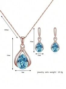 1套保鮮真實紅玫瑰和水滴項鍊耳環套裝- 永恆的花禮物,送給媽媽,奶奶,妻子,女友,生日,周年紀念日,浪漫禮物來自 - 玫瑰金 - 查看 5