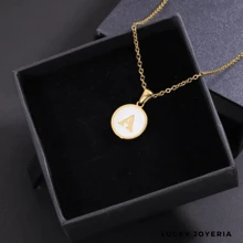 Nuevo Collar Moderno Con Las Iniciales De Las Letras A a Z, Delicado Collar De Cadena Para Mujeres Y Joyería De Moda Con Collar De Gargantilla Y Cadena De Clavícula, Regalo De Collares Una pieza Collar con diseño de letra con diseño de redondo. - Blanco - Ver 7