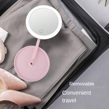 Makeup Led Desktop Vanity Mirror Led Mirror Lights Portable And Rechargeable Vanity Light Mirror With Base Tray - Pink - View 6