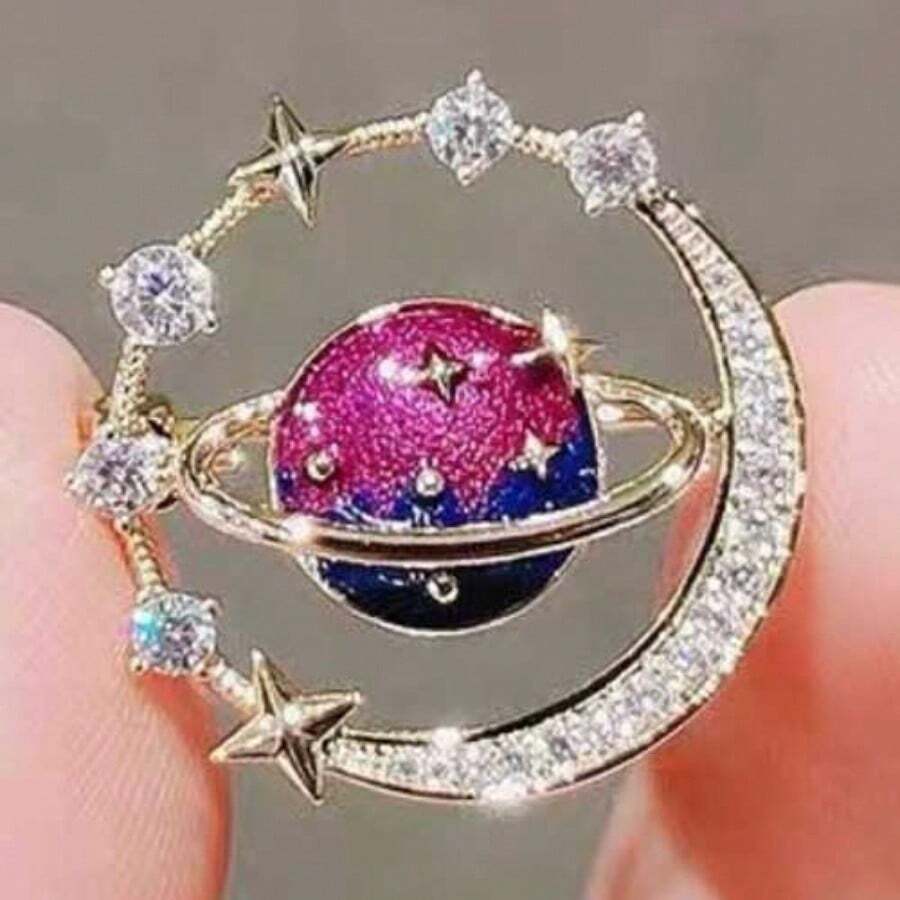 梦幻银河太空珐琅胸针，男女通用，可爱卡通胸花复古别针围巾扣