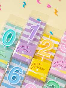 1支馬卡龍糖果色漫畫數字生日蠟燭,適用於蛋糕裝飾和派對用品,顏色隨機 - 隨機顏色 - 查看 3