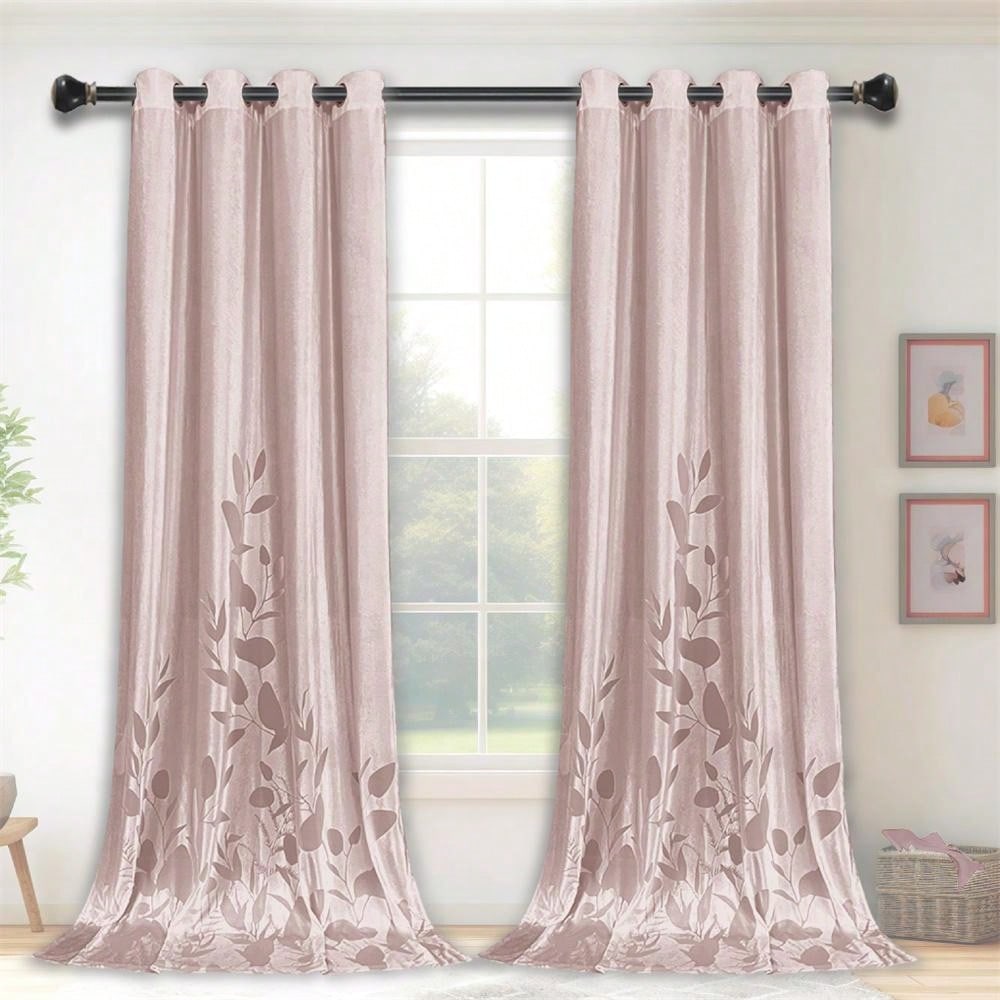 1pc Tree Branch Pattern Jacquard Velvet Curtain, American Style Noise