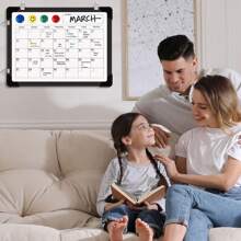 Dry Erase Calendar Whiteboard For Wall, Polegas 16" X 12" Magnetic White Board Board, Small Wall Monthly Double Sided Boards Student, Home, Office