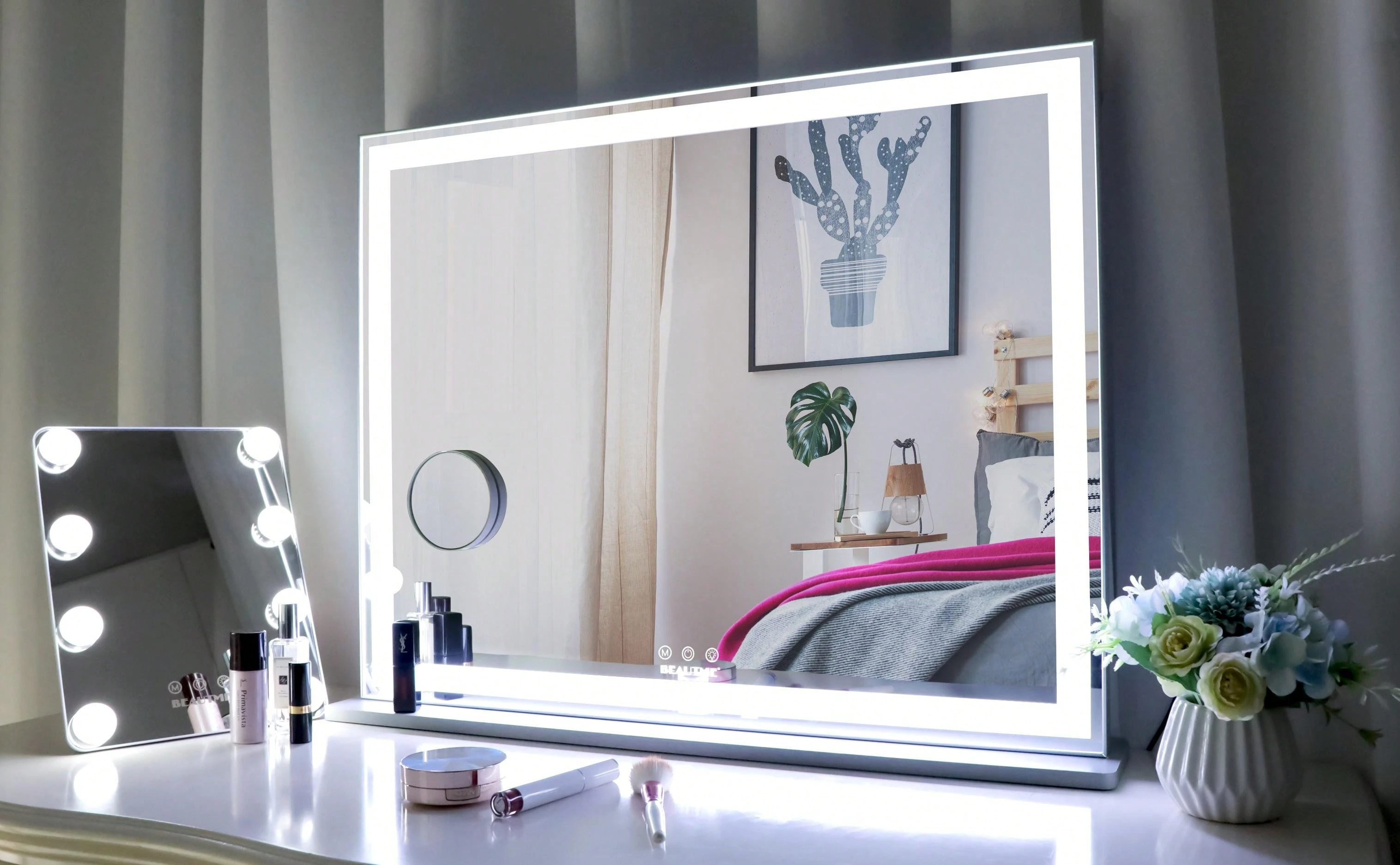 BEAUTME Vanity Mirror with LED Light, Large Hollywood Lighted Makeup Mirror, Dressing Table