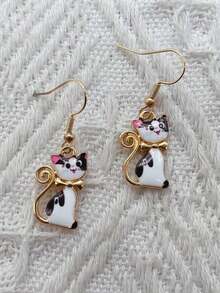 2 件裝新品可愛貓耳耳環,您的最佳選擇 - 金黃色 - 查看 11