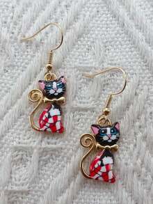 2 件裝新品可愛貓耳耳環,您的最佳選擇 - 金黃色 - 查看 8