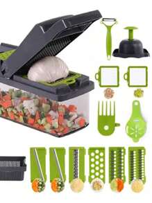 Rallador Cortador Picador De Verduras Fruta Nicer Dicer 15pz - Gris Claro - Ver 1