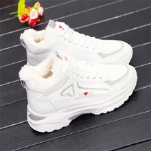 女式冬季運動鞋,厚底白色運動鞋,雪地靴,戶外跑步鞋,保暖內裡 - 灰色 - 查看 1