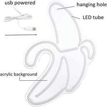 1包香蕉霓虹燈,led香蕉霓虹燈,usb供電的夜燈,適用於兒童房,客廳,辦公室,酒吧,餐廳,聖誕節假期派對裝飾