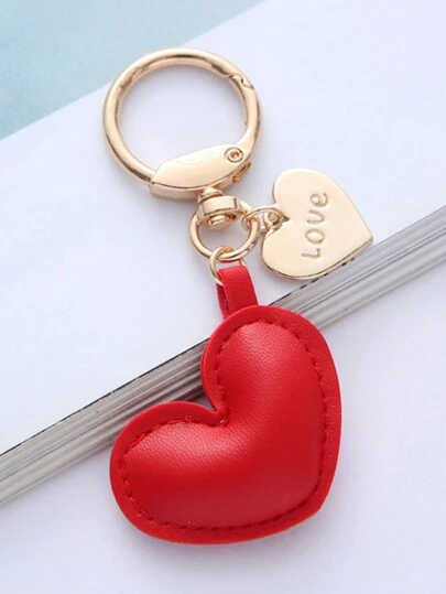 1pc Unisex Simple Leather Heart Shaped Keychain Bag Pendant For Couple Gift Car Accessories Women Key Chain Charms Keyrings