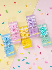 1支馬卡龍糖果色漫畫數字生日蠟燭,適用於蛋糕裝飾和派對用品,顏色隨機 - 隨機顏色 - 查看 4