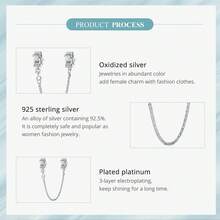 WOSTU 1件925純銀拼圖鎖鏈安全扣和腕鏈相連,可適用於手鍊或手環diy,精美珠寶禮物 - 銀色 - 查看 7