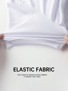 男士健身运动服健身房 T 恤，运动跑步休闲短袖轻便上衣 - 白色 - 查看 7