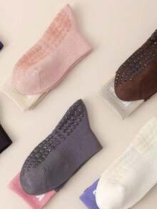 1對女士運動瑜伽襪,防滑矽膠底,透氣中筒長度